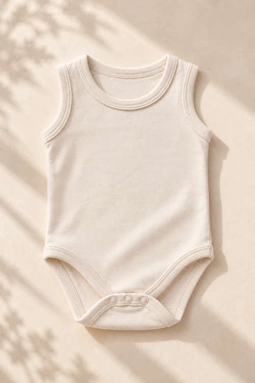 %100 Pamuklu Bebek Zıbın Body – Kolsuz Çıtçıtlı Bebek Atlet Body