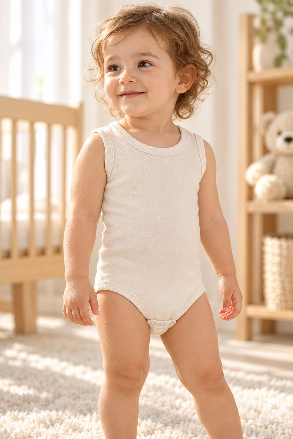 %100 Pamuklu Bebek Zıbın Body – Kolsuz Çıtçıtlı Bebek Atlet Body