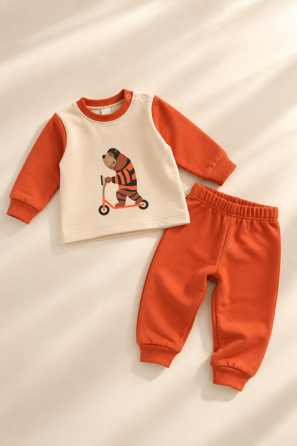 Erkek Çocuk 2'li Takım – Ayıcık Baskılı Uzun Kollu Sweatshirt ve Eşofman Altı