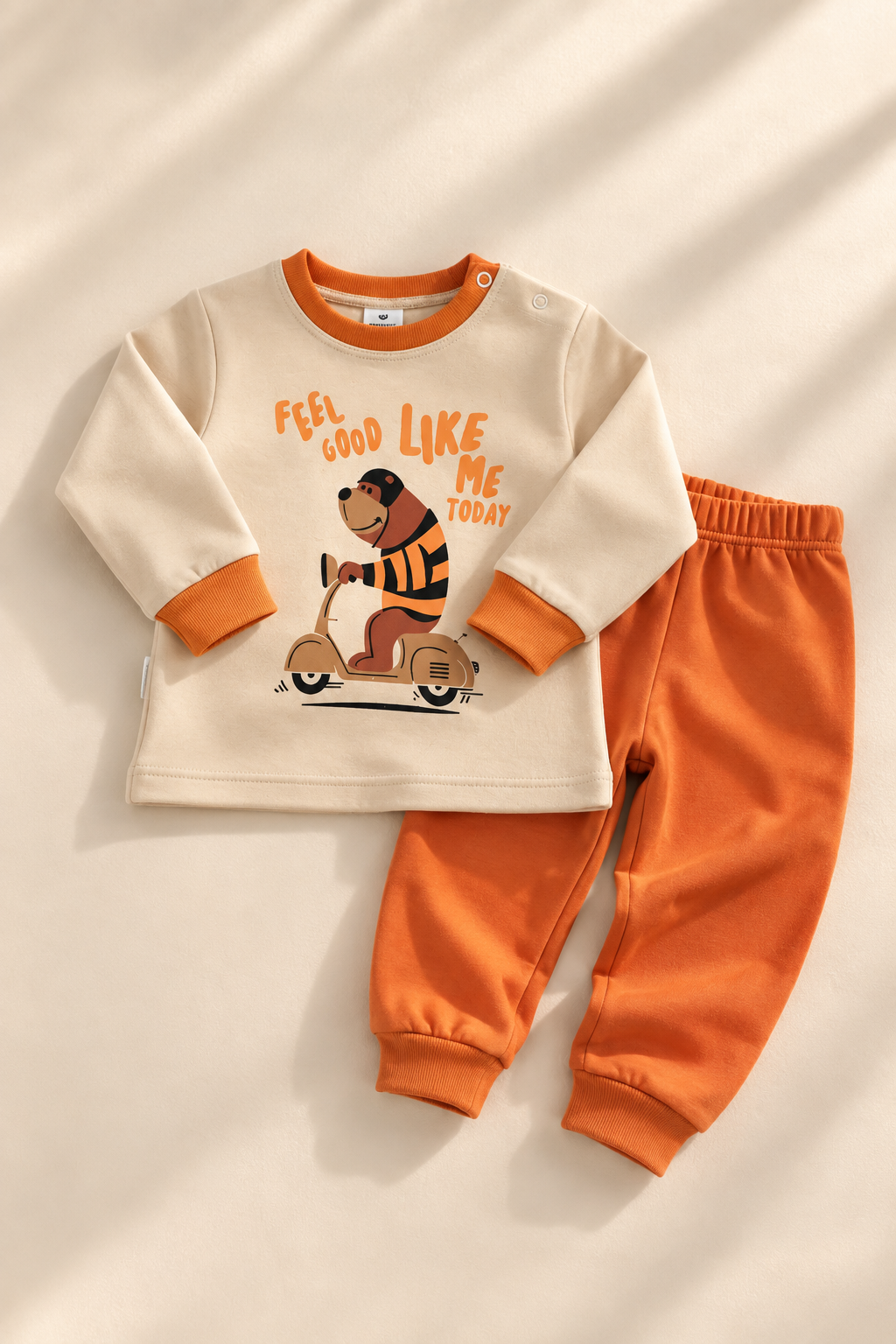 Erkek Çocuk 2'li Takım – Ayıcık Baskılı Uzun Kollu Sweatshirt ve Eşofman Altı