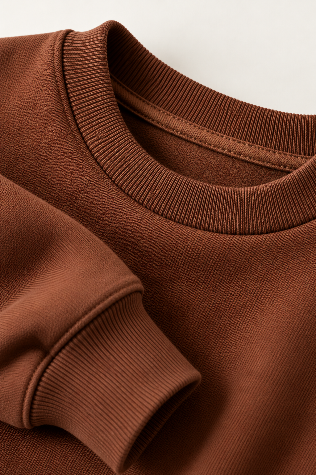 Çocuk Kahverengi Bisiklet Yaka Sweatshirt – Pamuk Karışımlı, Uzun Kollu, Ribanalı Manşet